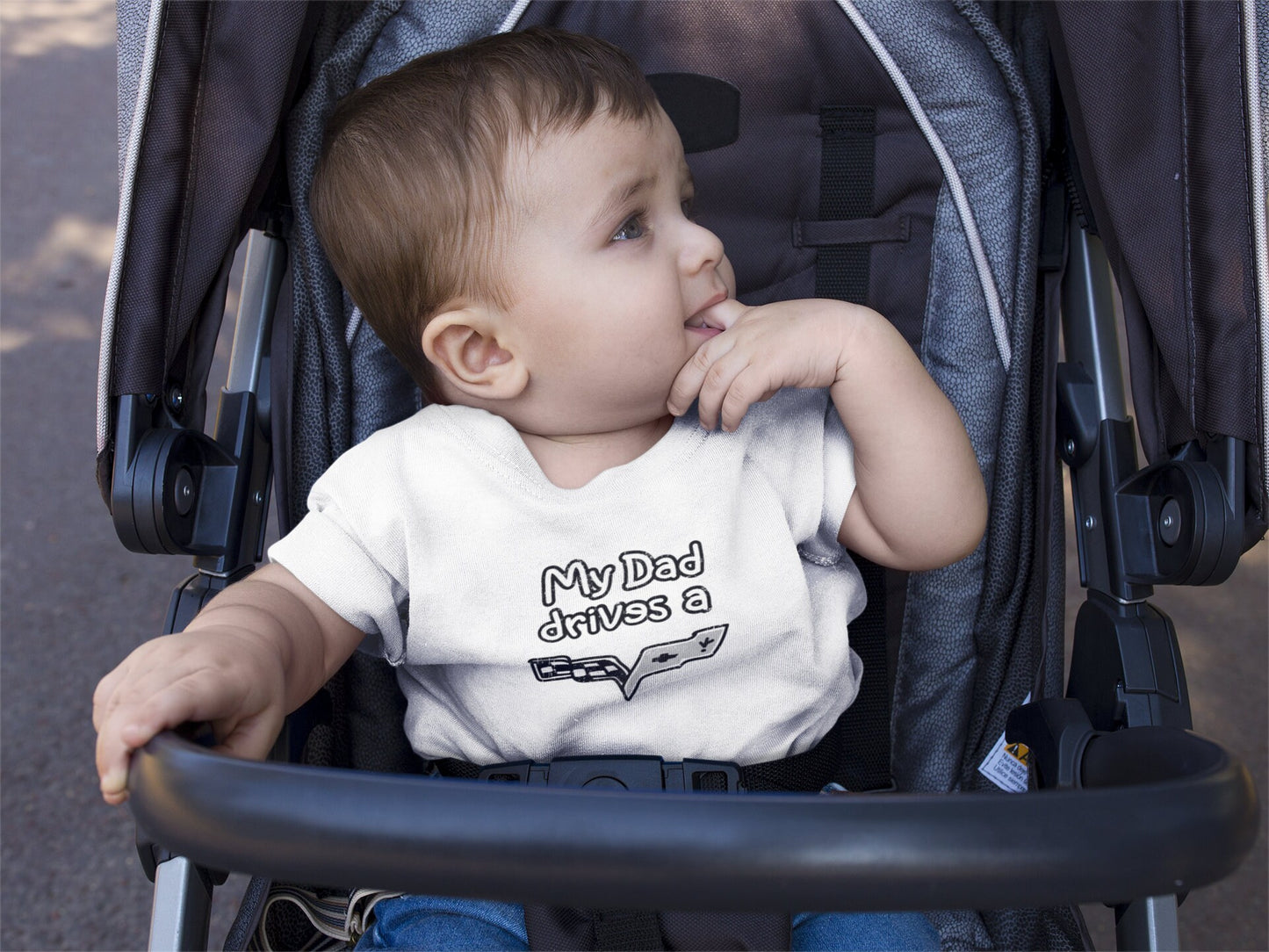 My Dad Drives A Corvette, Cute Infant Gift, Gift for Him, Car enthusiast gift, Corvette Shirt, Quoted Shirt, Corvette lover, Chevy Shirt