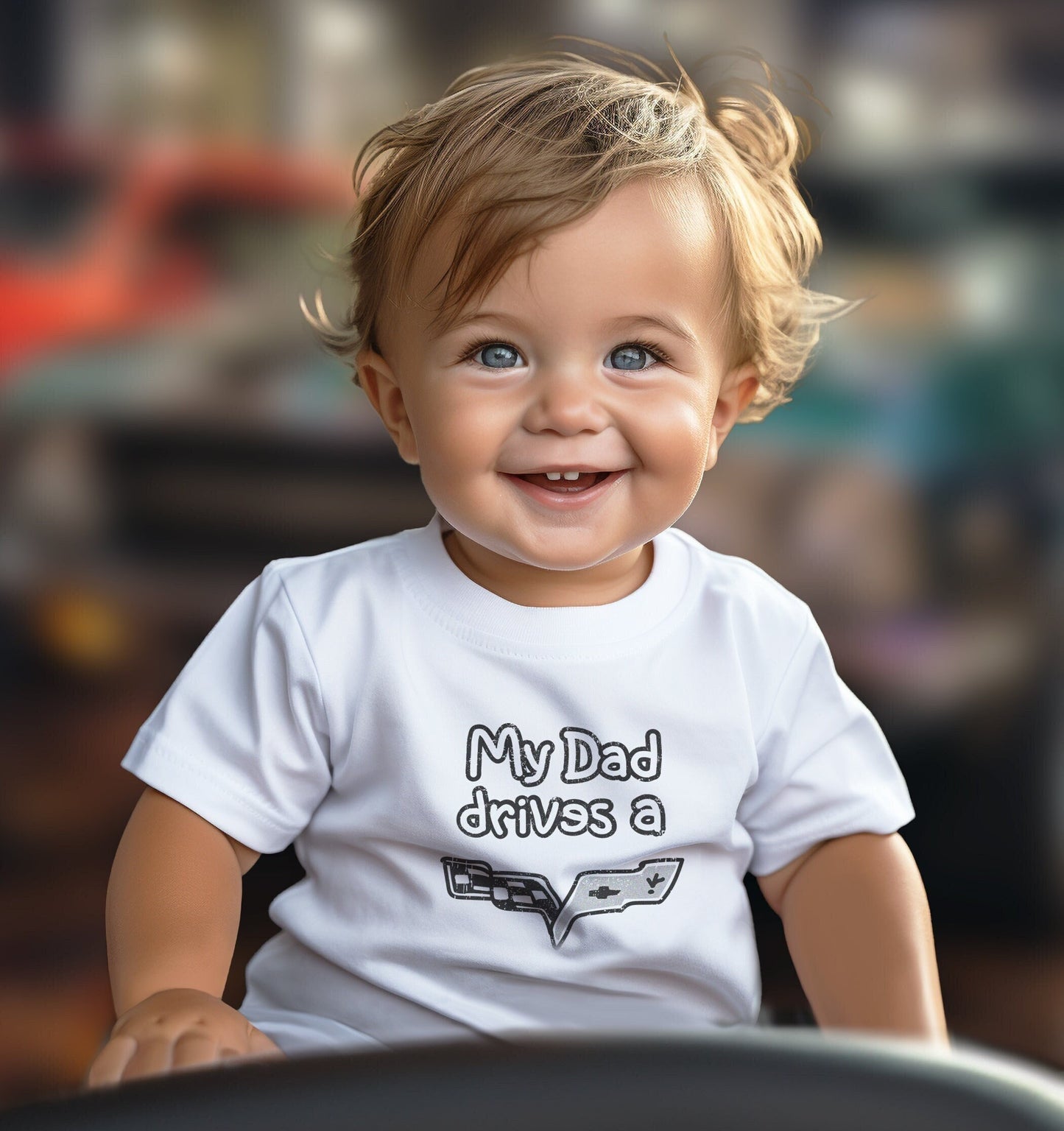 My Dad Drives A Corvette, Cute Infant Gift, Gift for Him, Car enthusiast gift, Corvette Shirt, Quoted Shirt, Corvette lover, Chevy Shirt